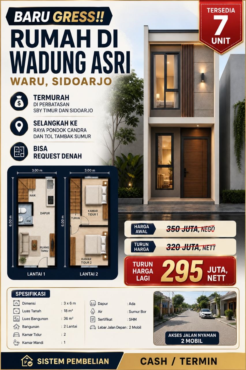 Baru Gress‼️Rumah Di Wadung Asri, Waru, Sidoarjo